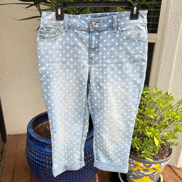 Chico's Denim - CHICO's Platinum Polka Dot Girlfriend Jeans - Small
